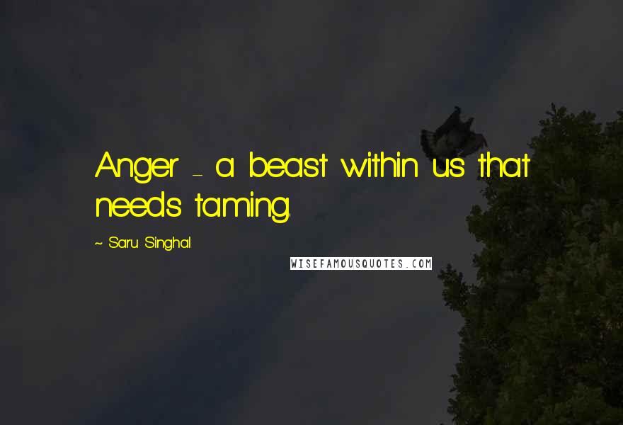 Saru Singhal Quotes: Anger - a beast within us that needs taming.