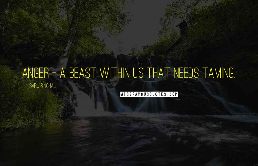 Saru Singhal Quotes: Anger - a beast within us that needs taming.