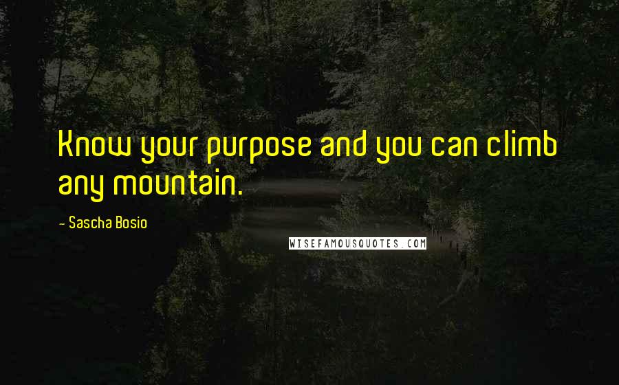 Sascha Bosio Quotes: Know your purpose and you can climb any mountain.