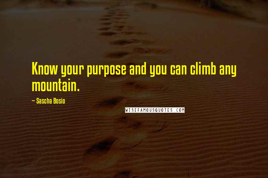 Sascha Bosio Quotes: Know your purpose and you can climb any mountain.