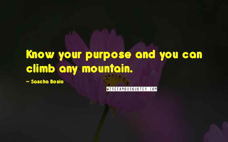 Sascha Bosio Quotes: Know your purpose and you can climb any mountain.