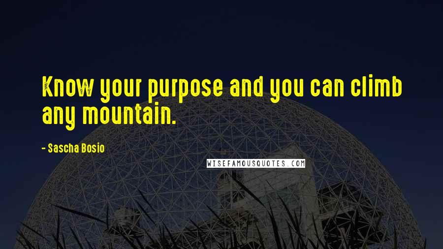 Sascha Bosio Quotes: Know your purpose and you can climb any mountain.