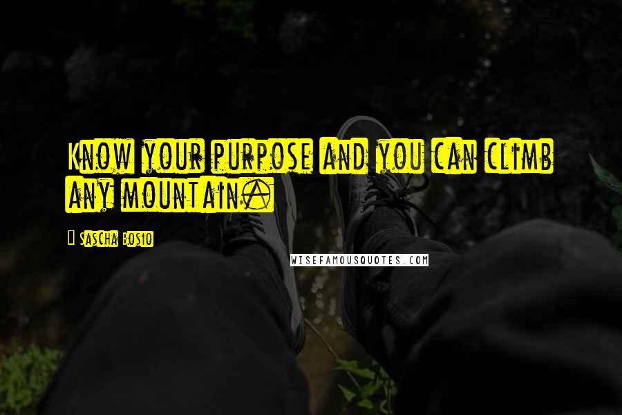 Sascha Bosio Quotes: Know your purpose and you can climb any mountain.