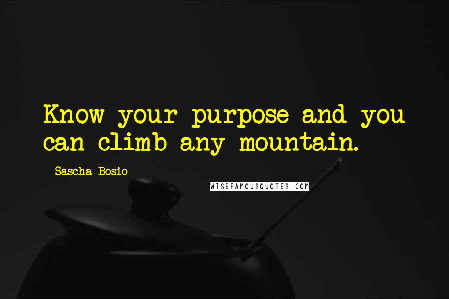 Sascha Bosio Quotes: Know your purpose and you can climb any mountain.