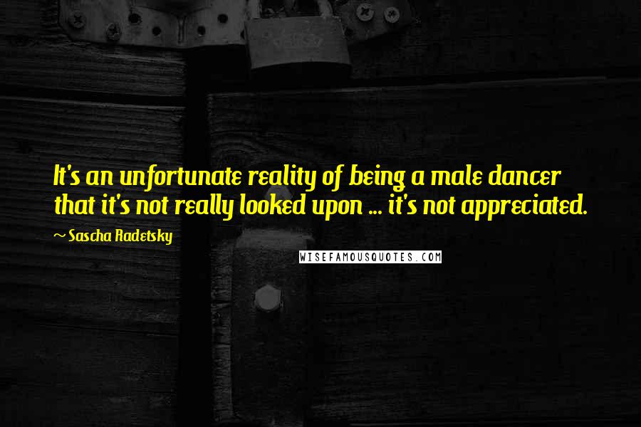 Sascha Radetsky Quotes: It's an unfortunate reality of being a male dancer that it's not really looked upon ... it's not appreciated.