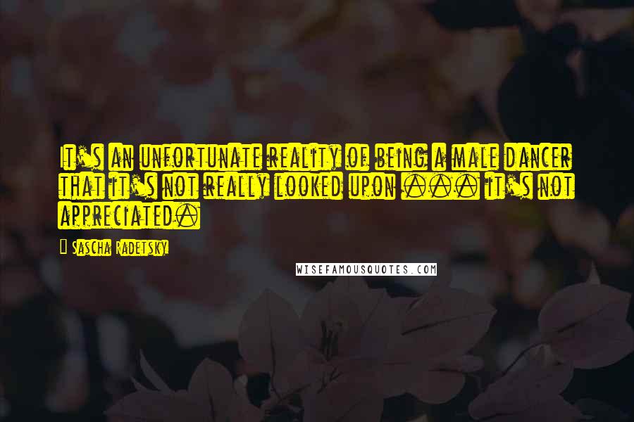Sascha Radetsky Quotes: It's an unfortunate reality of being a male dancer that it's not really looked upon ... it's not appreciated.