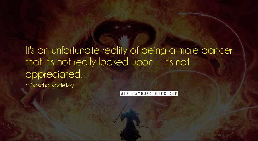 Sascha Radetsky Quotes: It's an unfortunate reality of being a male dancer that it's not really looked upon ... it's not appreciated.