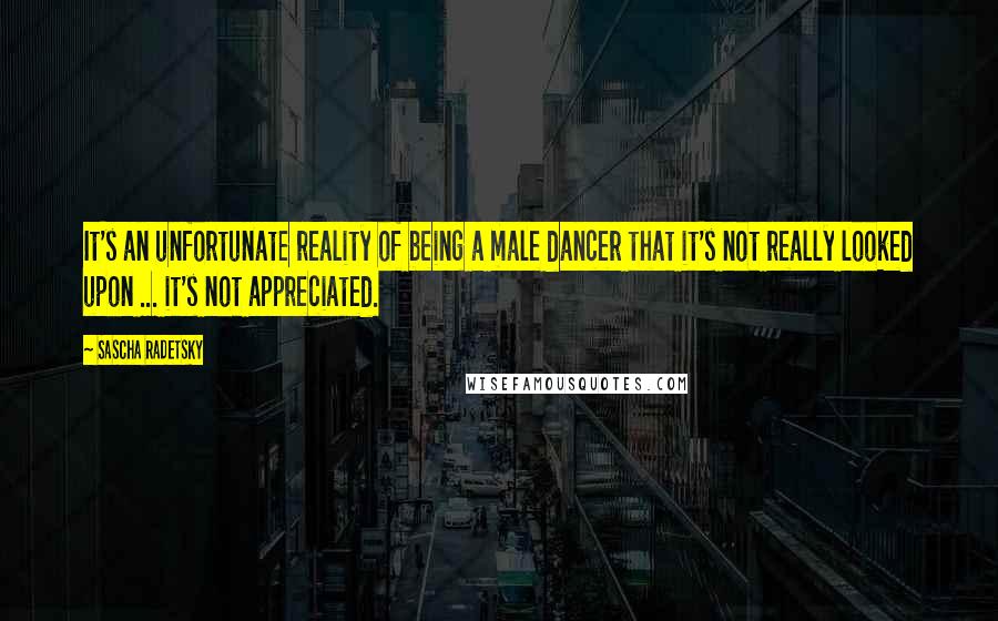 Sascha Radetsky Quotes: It's an unfortunate reality of being a male dancer that it's not really looked upon ... it's not appreciated.