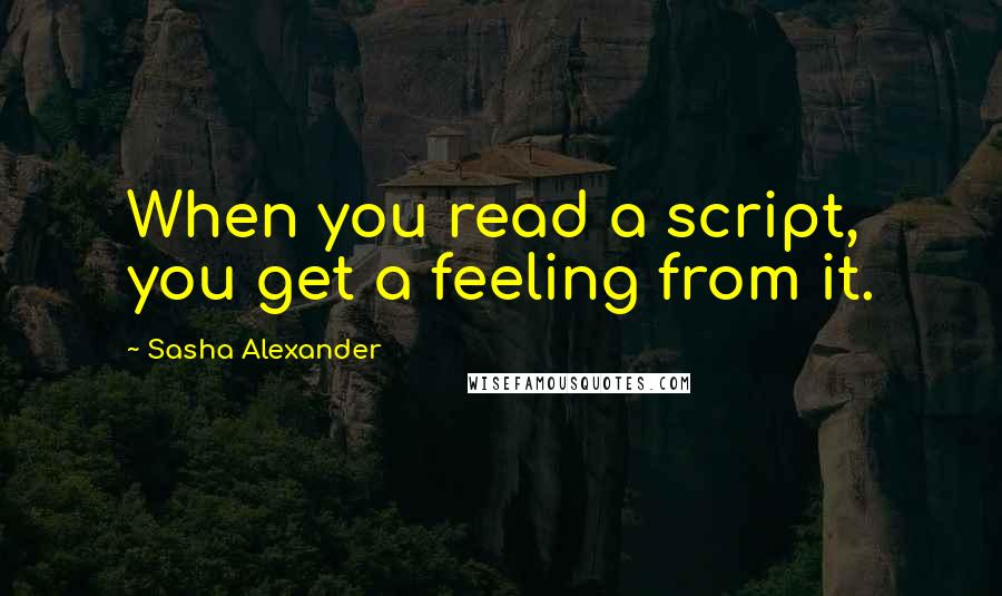 Sasha Alexander Quotes: When you read a script, you get a feeling from it.