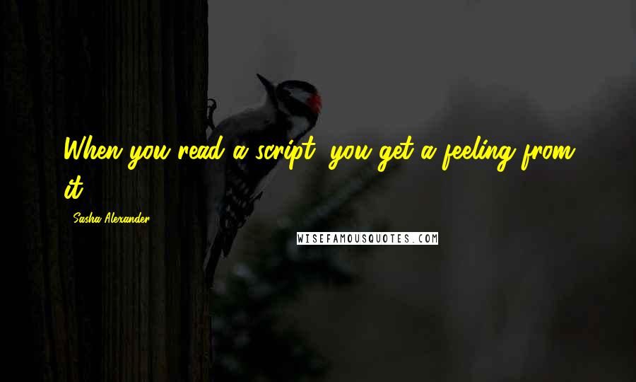 Sasha Alexander Quotes: When you read a script, you get a feeling from it.