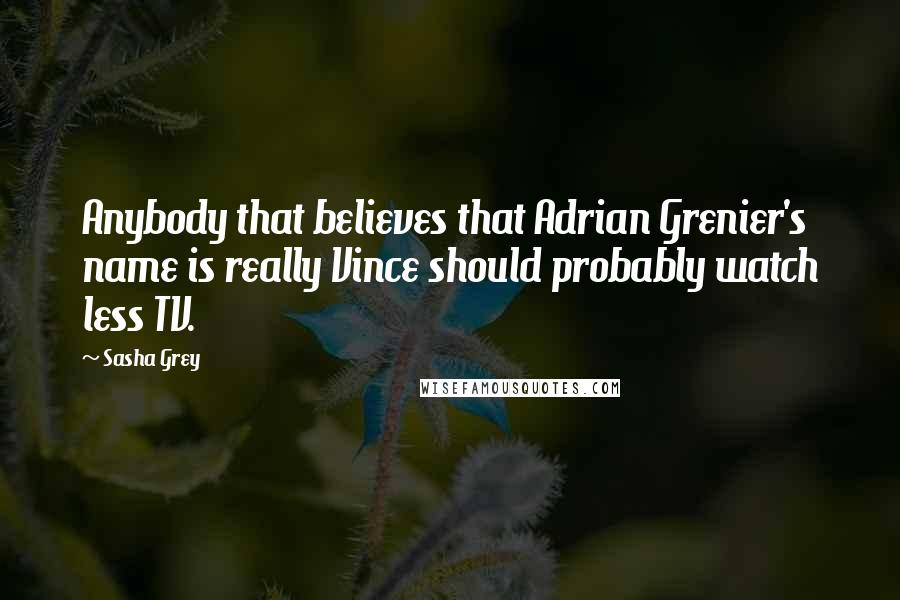 Sasha Grey Quotes: Anybody that believes that Adrian Grenier's name is really Vince should probably watch less TV.