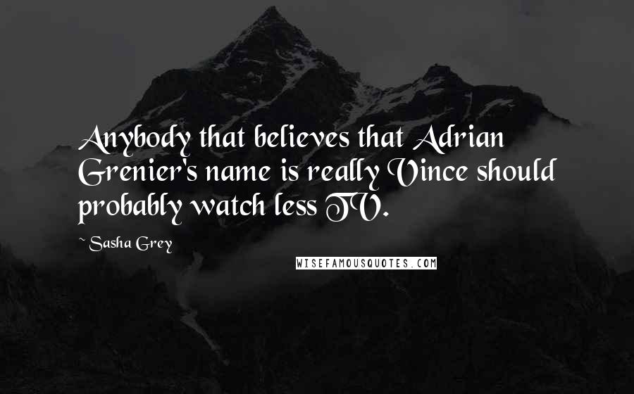 Sasha Grey Quotes: Anybody that believes that Adrian Grenier's name is really Vince should probably watch less TV.