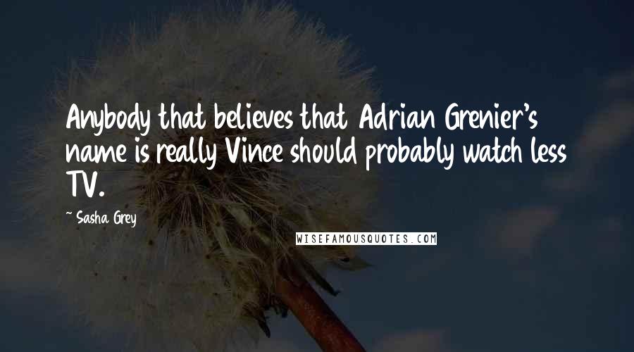 Sasha Grey Quotes: Anybody that believes that Adrian Grenier's name is really Vince should probably watch less TV.