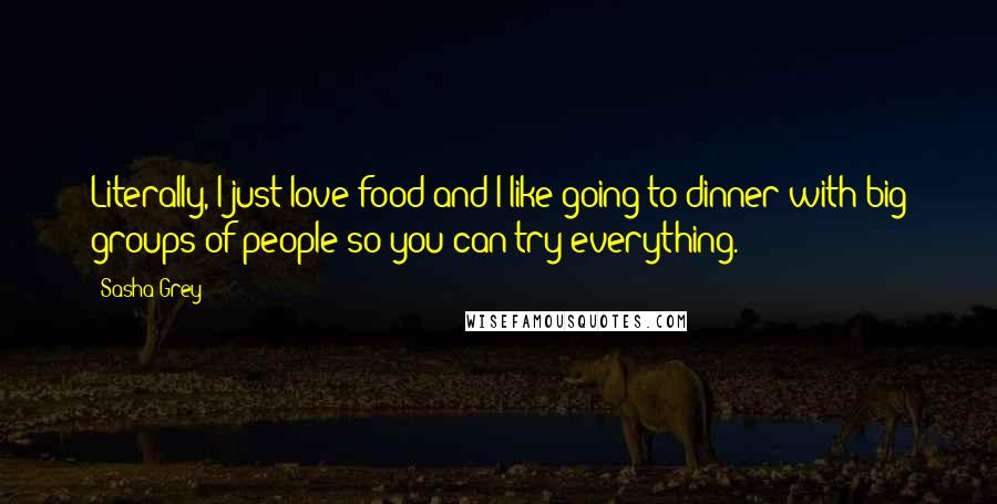 Sasha Grey Quotes: Literally, I just love food and I like going to dinner with big groups of people so you can try everything.