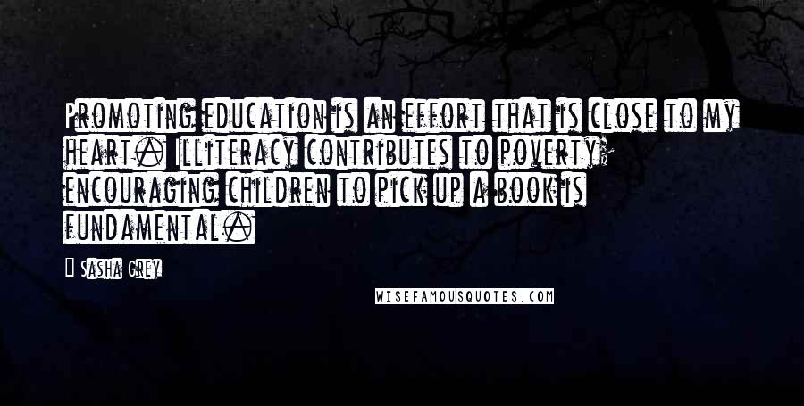 Sasha Grey Quotes: Promoting education is an effort that is close to my heart. Illiteracy contributes to poverty; encouraging children to pick up a book is fundamental.