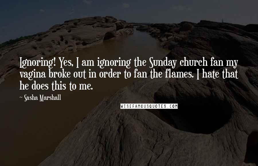 Sasha Marshall Quotes: Ignoring! Yes, I am ignoring the Sunday church fan my vagina broke out in order to fan the flames. I hate that he does this to me.