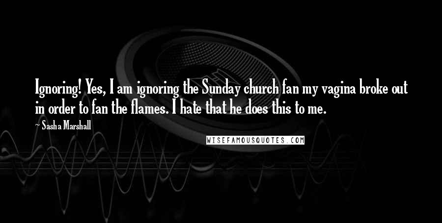 Sasha Marshall Quotes: Ignoring! Yes, I am ignoring the Sunday church fan my vagina broke out in order to fan the flames. I hate that he does this to me.