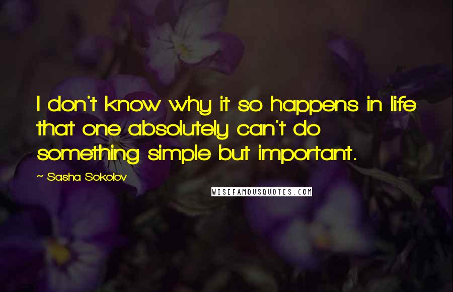 Sasha Sokolov Quotes: I don't know why it so happens in life that one absolutely can't do something simple but important.