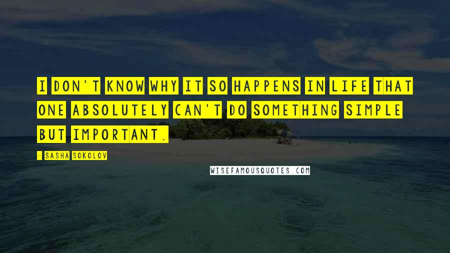 Sasha Sokolov Quotes: I don't know why it so happens in life that one absolutely can't do something simple but important.