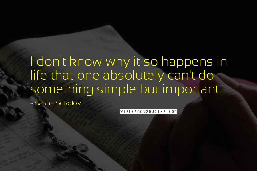 Sasha Sokolov Quotes: I don't know why it so happens in life that one absolutely can't do something simple but important.