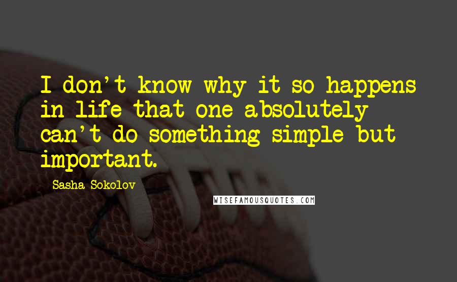 Sasha Sokolov Quotes: I don't know why it so happens in life that one absolutely can't do something simple but important.