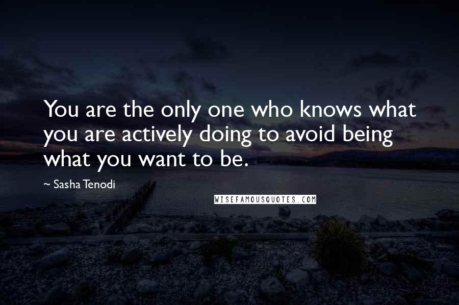 Sasha Tenodi Quotes: You are the only one who knows what you are actively doing to avoid being what you want to be.