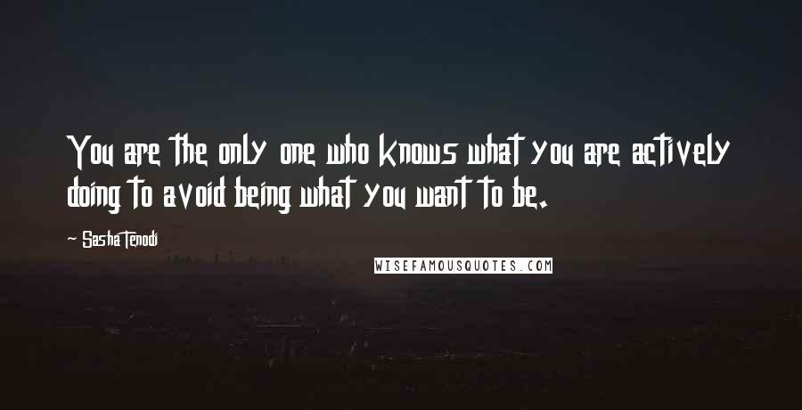 Sasha Tenodi Quotes: You are the only one who knows what you are actively doing to avoid being what you want to be.