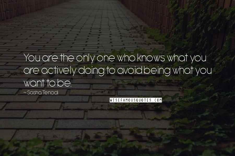 Sasha Tenodi Quotes: You are the only one who knows what you are actively doing to avoid being what you want to be.