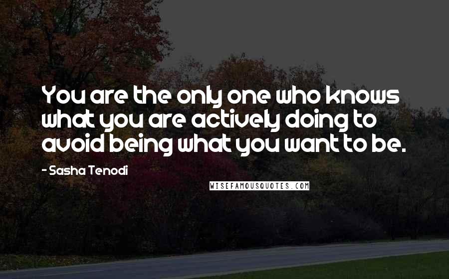 Sasha Tenodi Quotes: You are the only one who knows what you are actively doing to avoid being what you want to be.