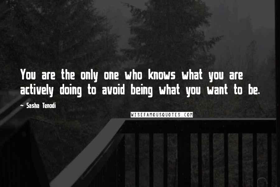 Sasha Tenodi Quotes: You are the only one who knows what you are actively doing to avoid being what you want to be.