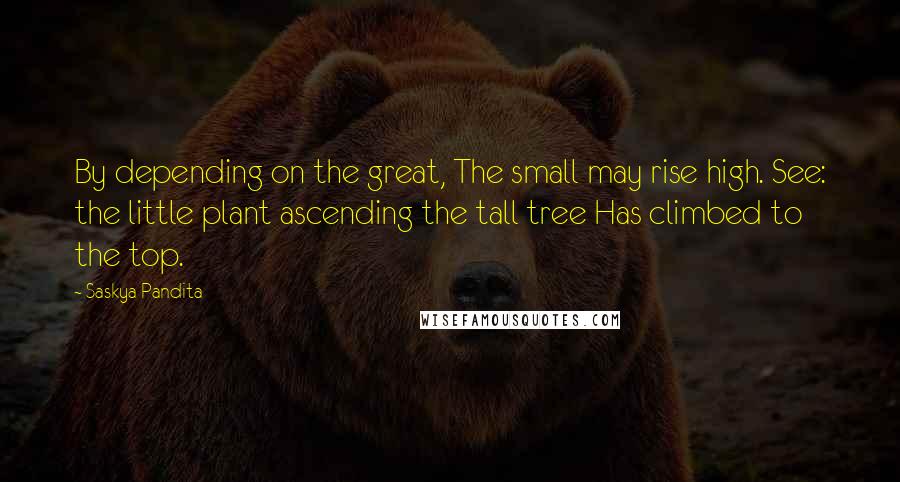 Saskya Pandita Quotes: By depending on the great, The small may rise high. See: the little plant ascending the tall tree Has climbed to the top.