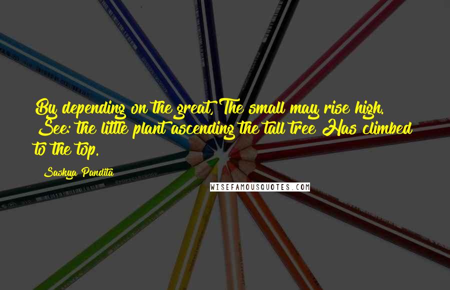 Saskya Pandita Quotes: By depending on the great, The small may rise high. See: the little plant ascending the tall tree Has climbed to the top.