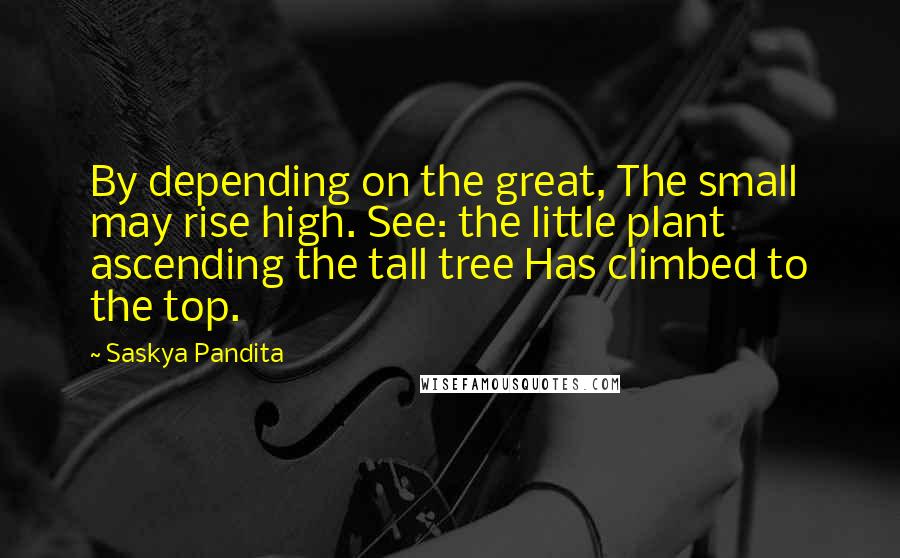 Saskya Pandita Quotes: By depending on the great, The small may rise high. See: the little plant ascending the tall tree Has climbed to the top.