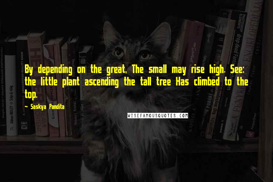 Saskya Pandita Quotes: By depending on the great, The small may rise high. See: the little plant ascending the tall tree Has climbed to the top.