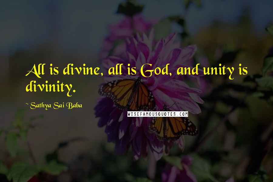 Sathya Sai Baba Quotes: All is divine, all is God, and unity is divinity.