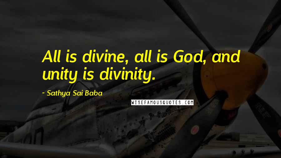 Sathya Sai Baba Quotes: All is divine, all is God, and unity is divinity.