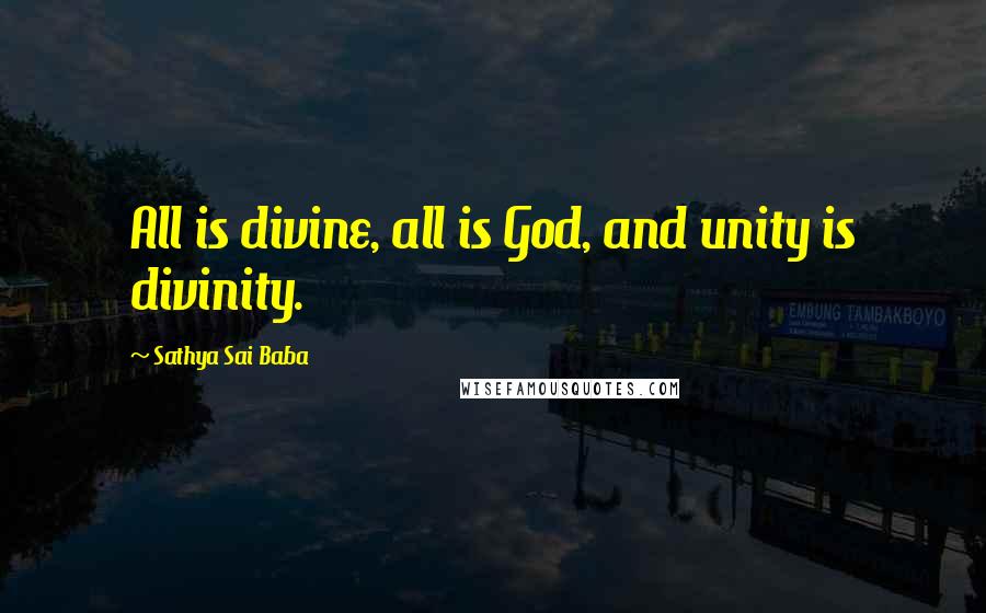 Sathya Sai Baba Quotes: All is divine, all is God, and unity is divinity.