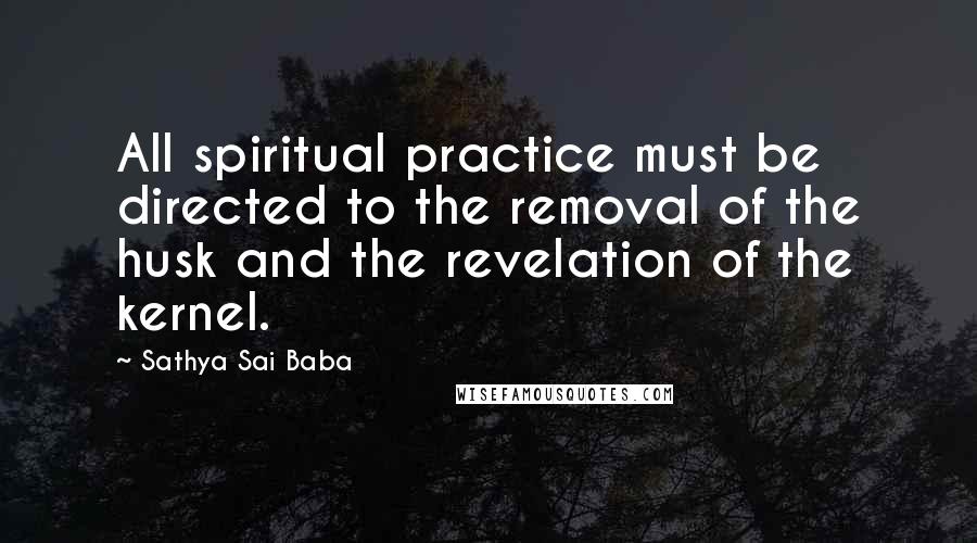 Sathya Sai Baba Quotes: All spiritual practice must be directed to the removal of the husk and the revelation of the kernel.