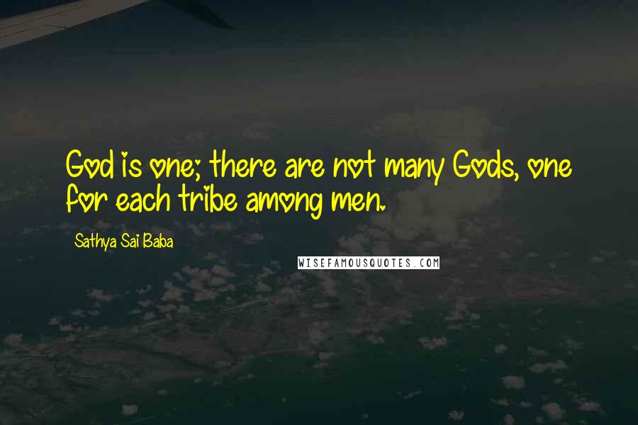 Sathya Sai Baba Quotes: God is one; there are not many Gods, one for each tribe among men.