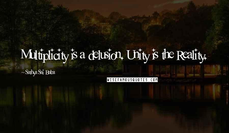 Sathya Sai Baba Quotes: Multiplicity is a delusion. Unity is the Reality.