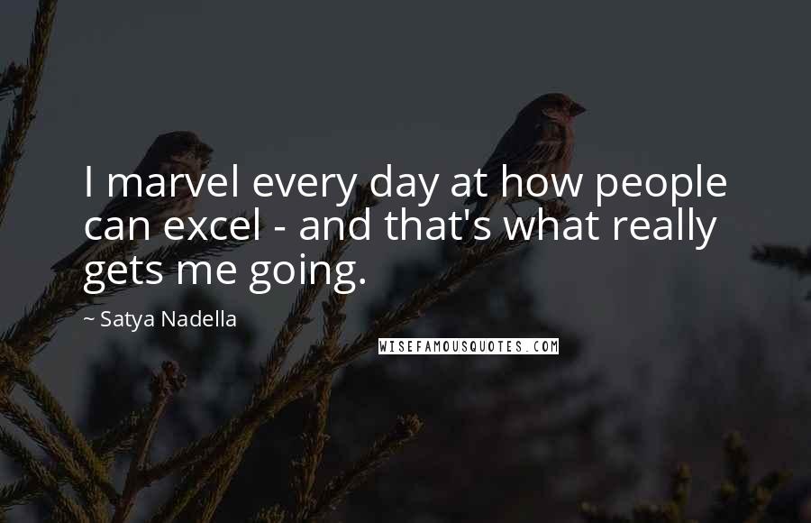 Satya Nadella Quotes: I marvel every day at how people can excel - and that's what really gets me going.