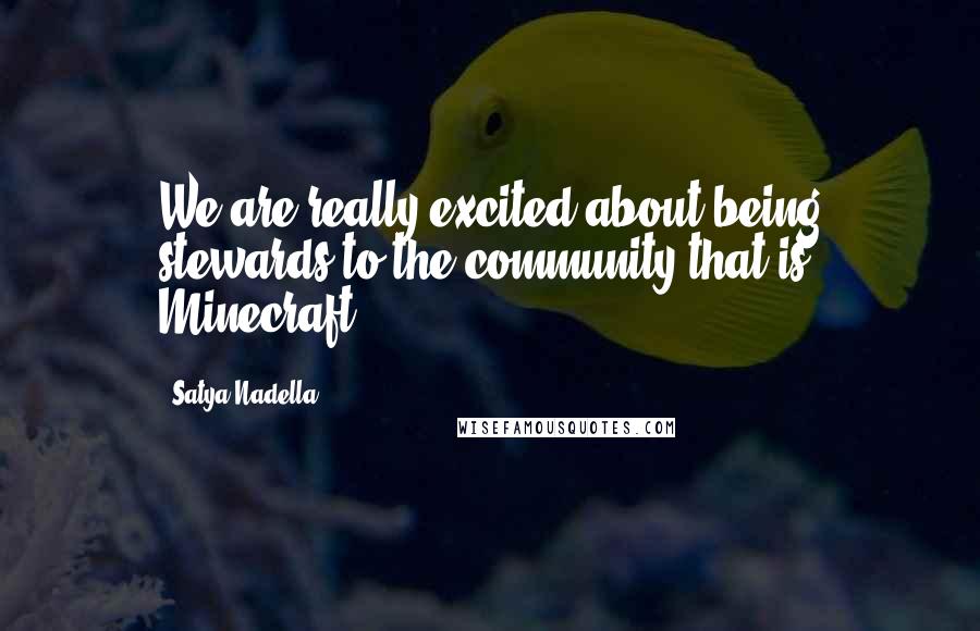 Satya Nadella Quotes: We are really excited about being stewards to the community that is Minecraft.