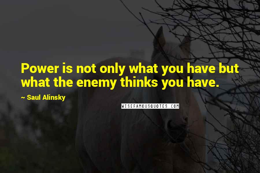 Saul Alinsky Quotes: Power is not only what you have but what the enemy thinks you have.