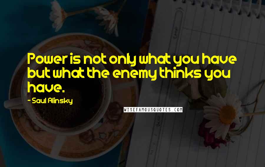 Saul Alinsky Quotes: Power is not only what you have but what the enemy thinks you have.