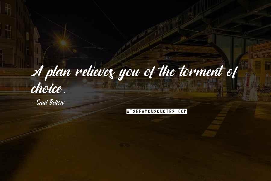 Saul Bellow Quotes: A plan relieves you of the torment of choice.