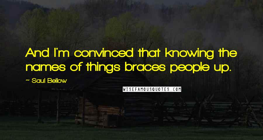 Saul Bellow Quotes: And I'm convinced that knowing the names of things braces people up.
