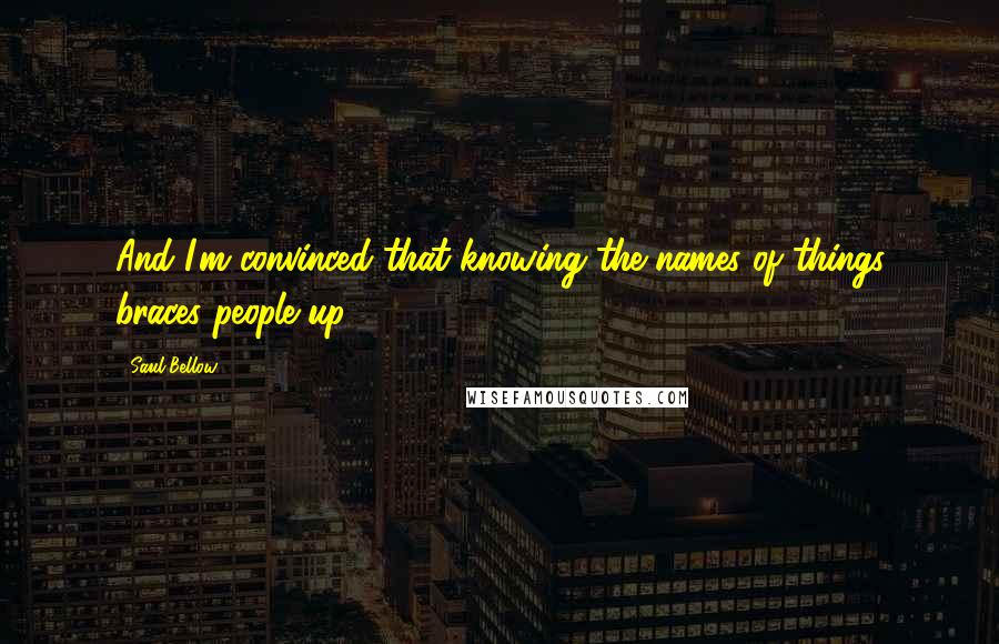 Saul Bellow Quotes: And I'm convinced that knowing the names of things braces people up.