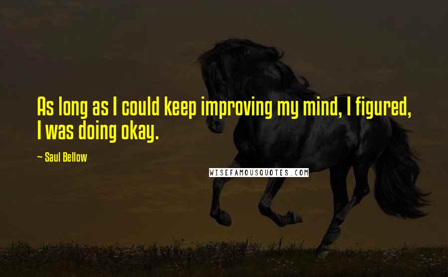 Saul Bellow Quotes: As long as I could keep improving my mind, I figured, I was doing okay.