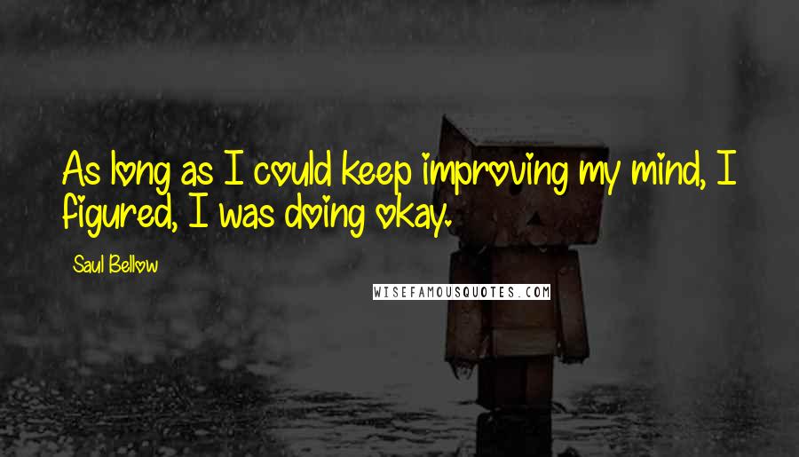 Saul Bellow Quotes: As long as I could keep improving my mind, I figured, I was doing okay.