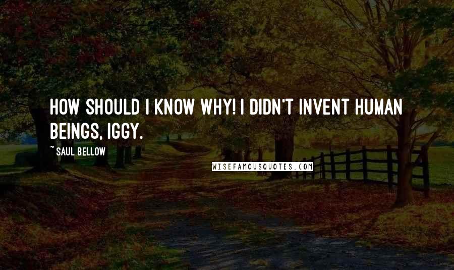 Saul Bellow Quotes: How should I know why! I didn't invent human beings, Iggy.